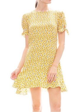 Faithfull the Brand Yellow Sunflower Daphne Floral Mini Dress size 2
